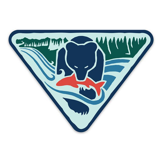 Black Bear with Salmon Sticker: Iconic West Coast Nature Scene