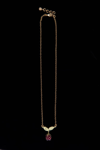 Raspberry Dainty Chain Pendant - 16" Adj.