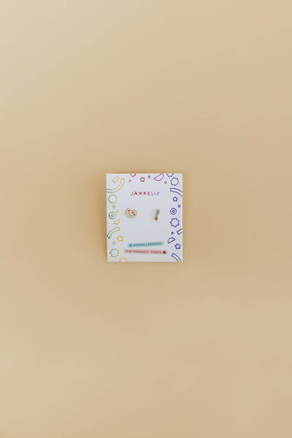 Artist Palette Enamel Flat Back Earrings
