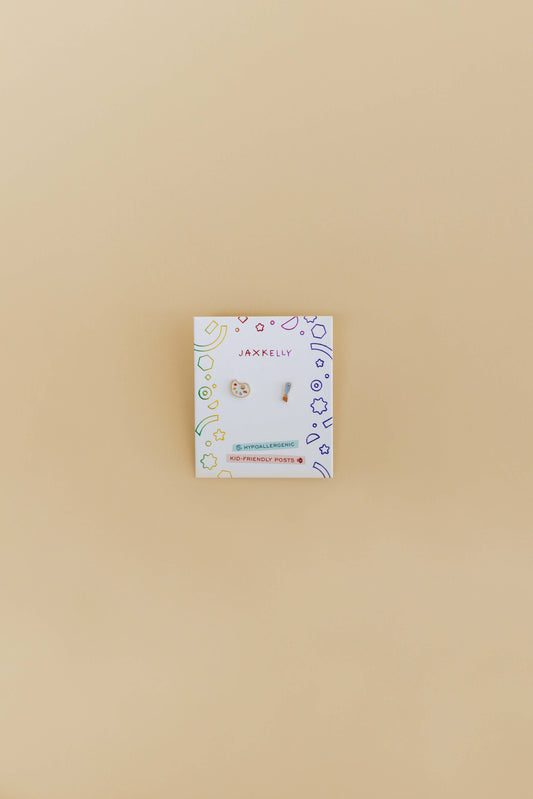Artist Palette Enamel Flat Back Earrings