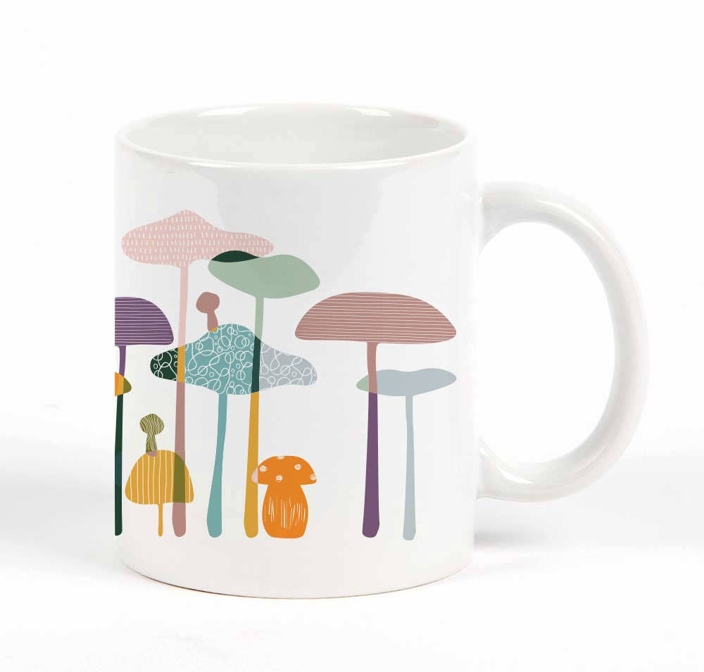Tall & Colorful Mushrooms Mug