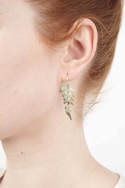 Fern Large Single Leaf Wire Earrings