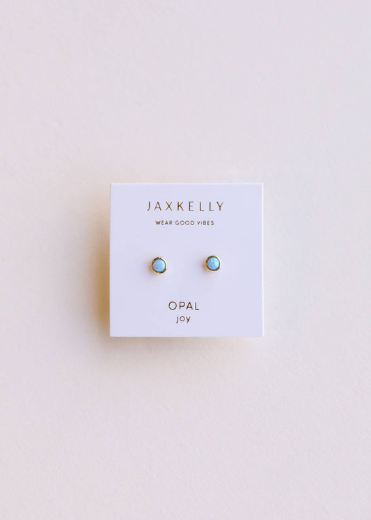 Simple Stud - Fire Opal- Gold Earrings