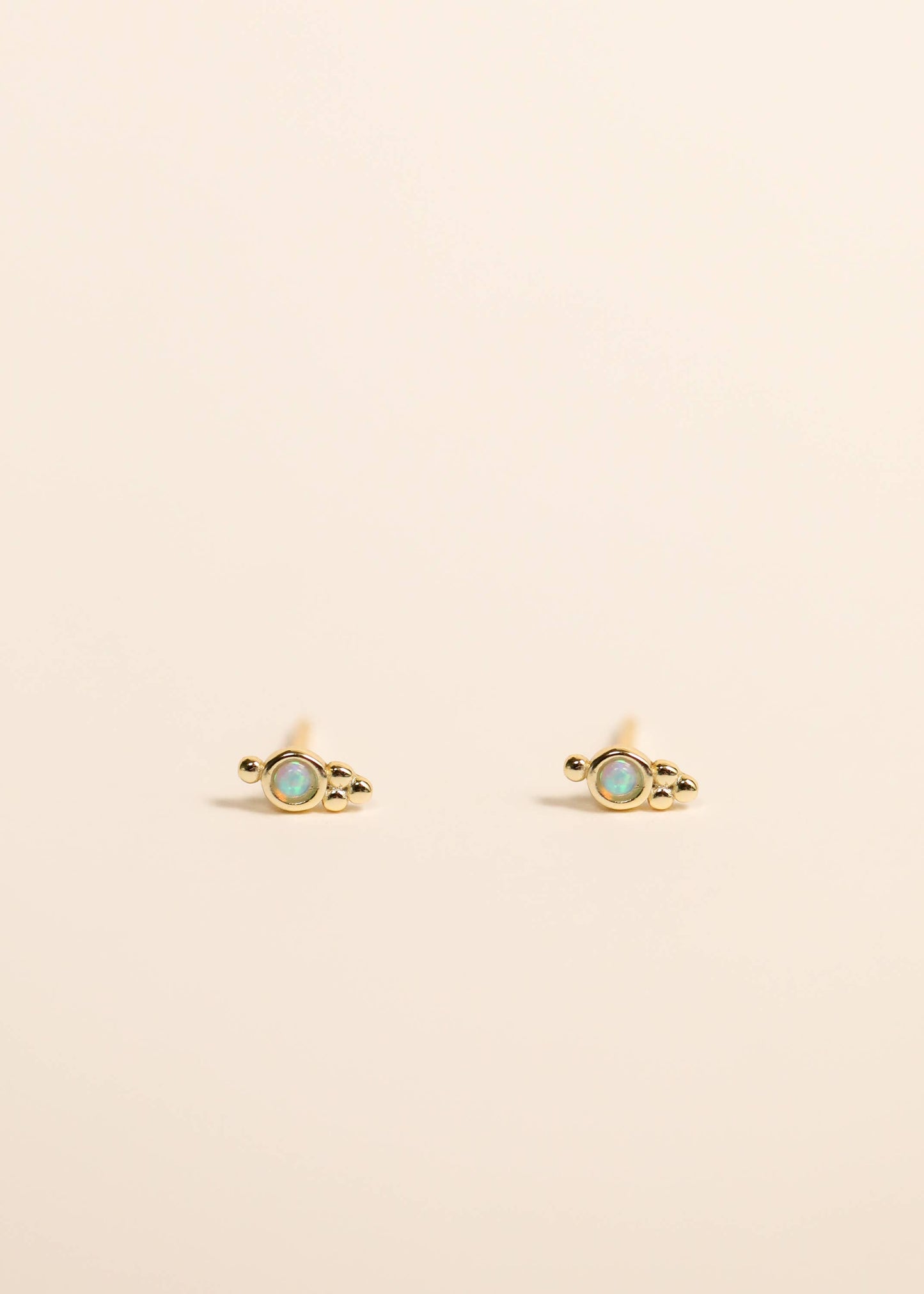 Tri Ball Studs - Fire Opal - Gold Earrings