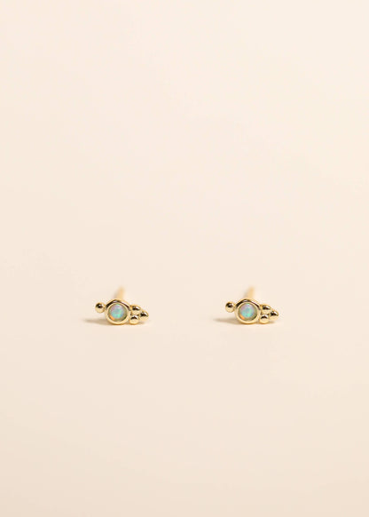 Tri Ball Studs - Fire Opal - Gold Earrings
