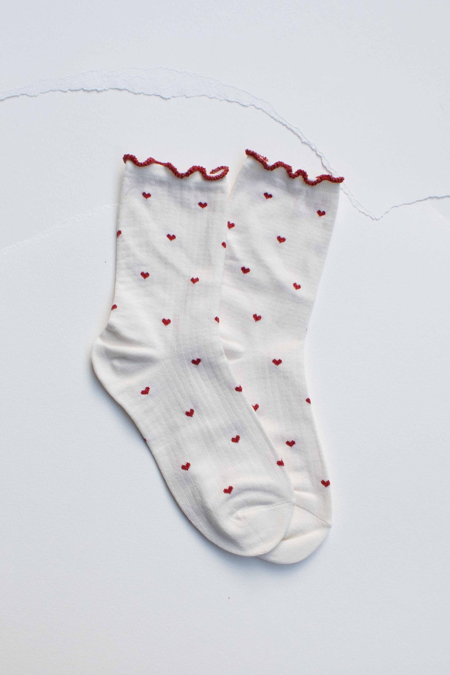 Mini Heart Ruffle Cotton Blend Socks