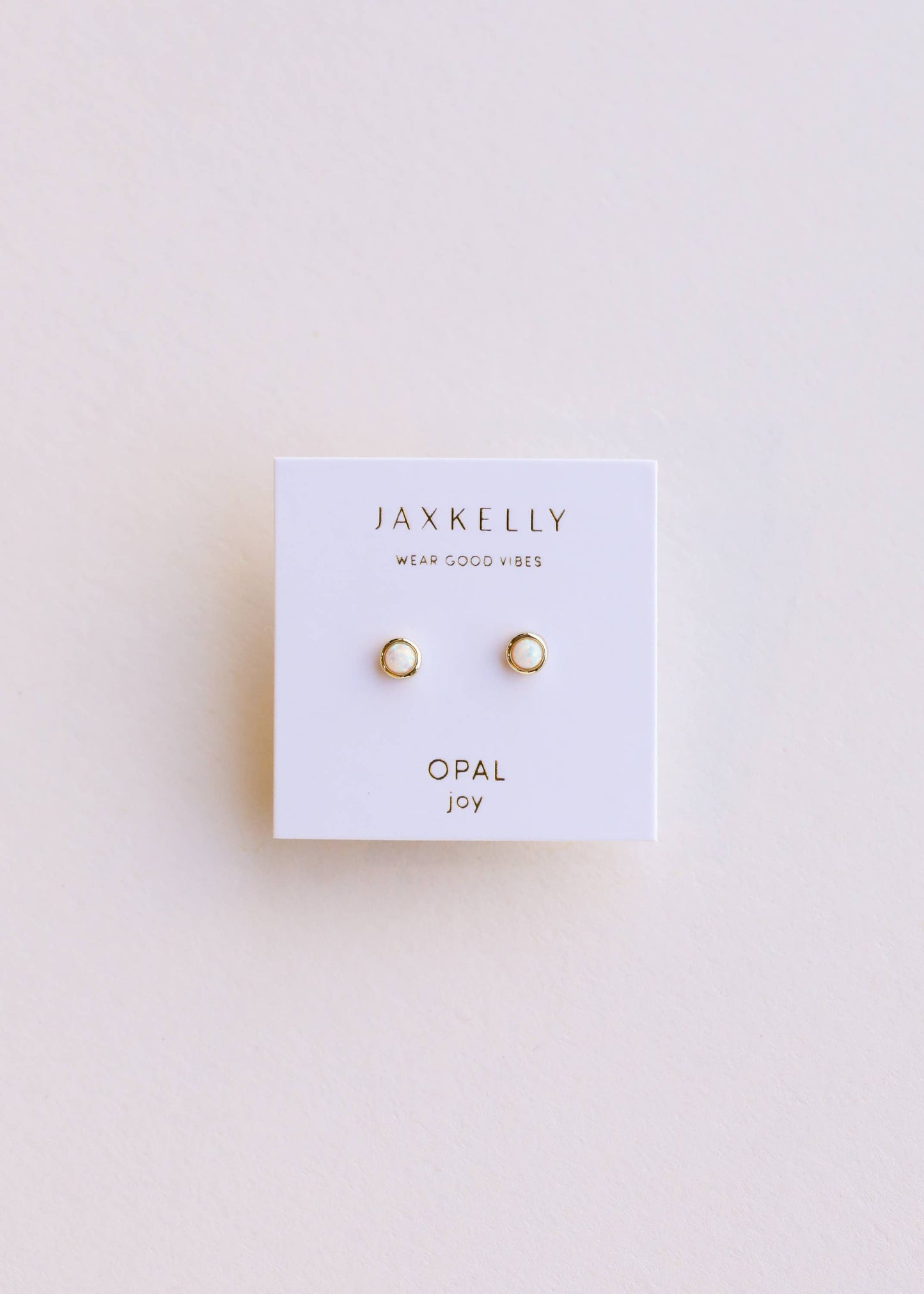 Simple Stud - White Opal- Gold Earrings
