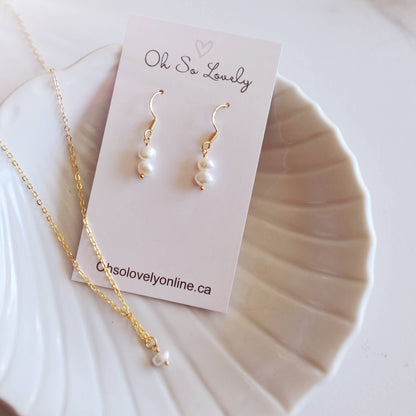 Dainty fresh water pearl earrings, saylor
