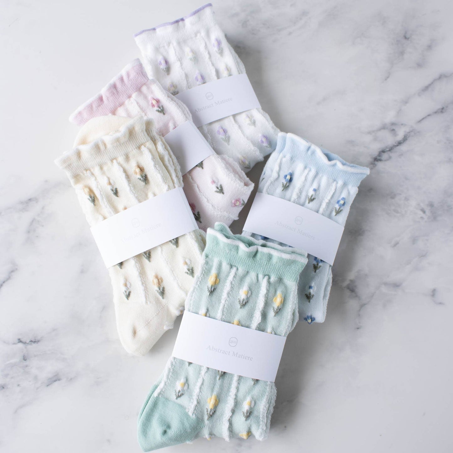 Pastel Color Floral Casual Socks