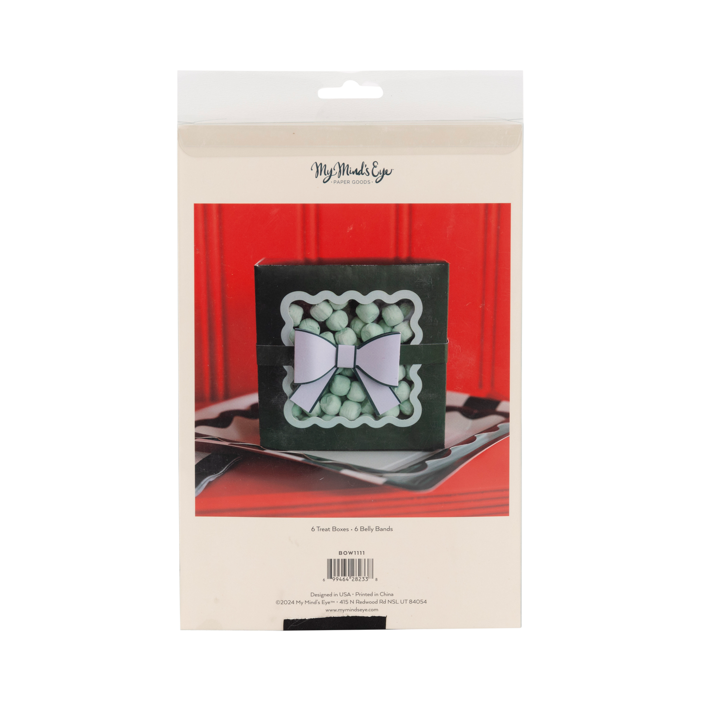 BOW1111 - Green Bow Ric Rac Cookie Box