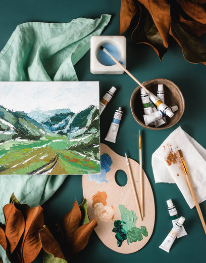 Mountain Valley palette knife painting kit