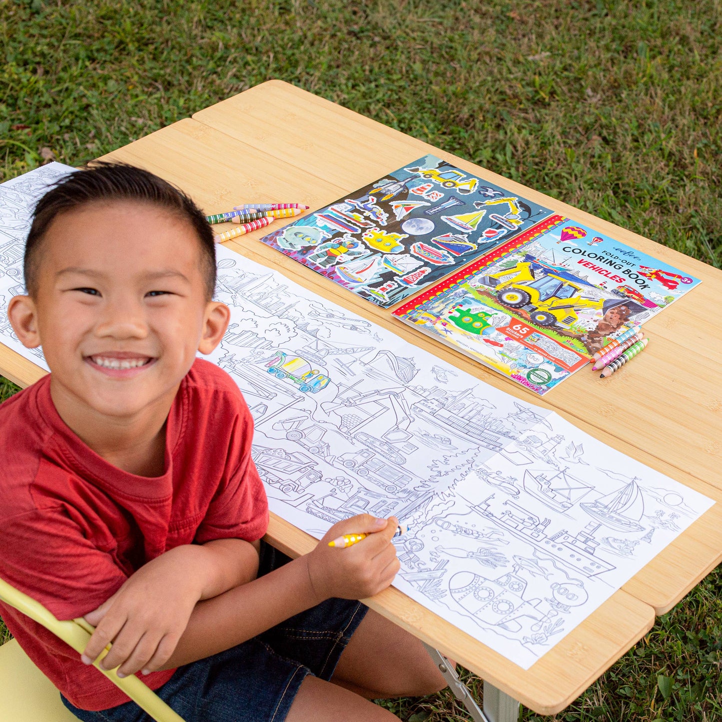 Vehicles Fold-Out Coloring Book