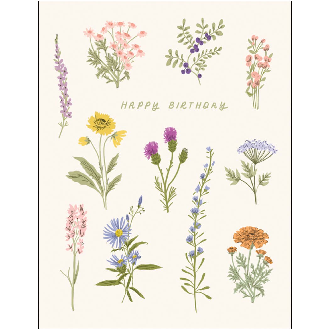 Wildflower Sprigs Birthday Card