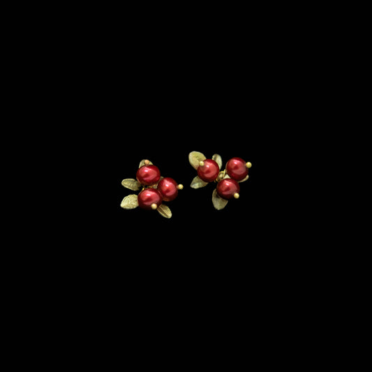 Cranberry 3-Stone Post Earrings