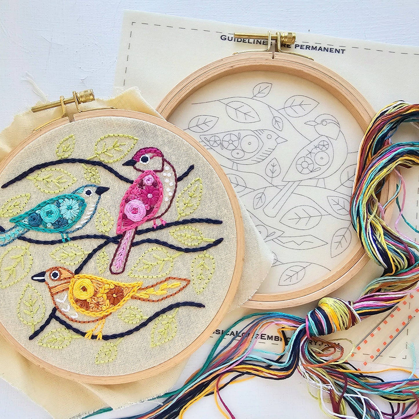 Colorful Birds beginner embroidery kit