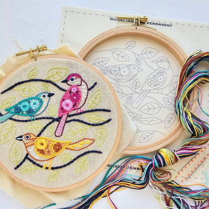 Colorful Birds beginner embroidery kit