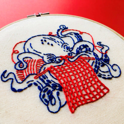 Knitting Octopus Complete Embroidery Kit