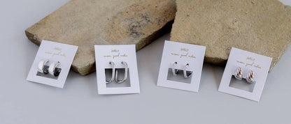 Silver Hoop - Pave - White CZ - Earrings