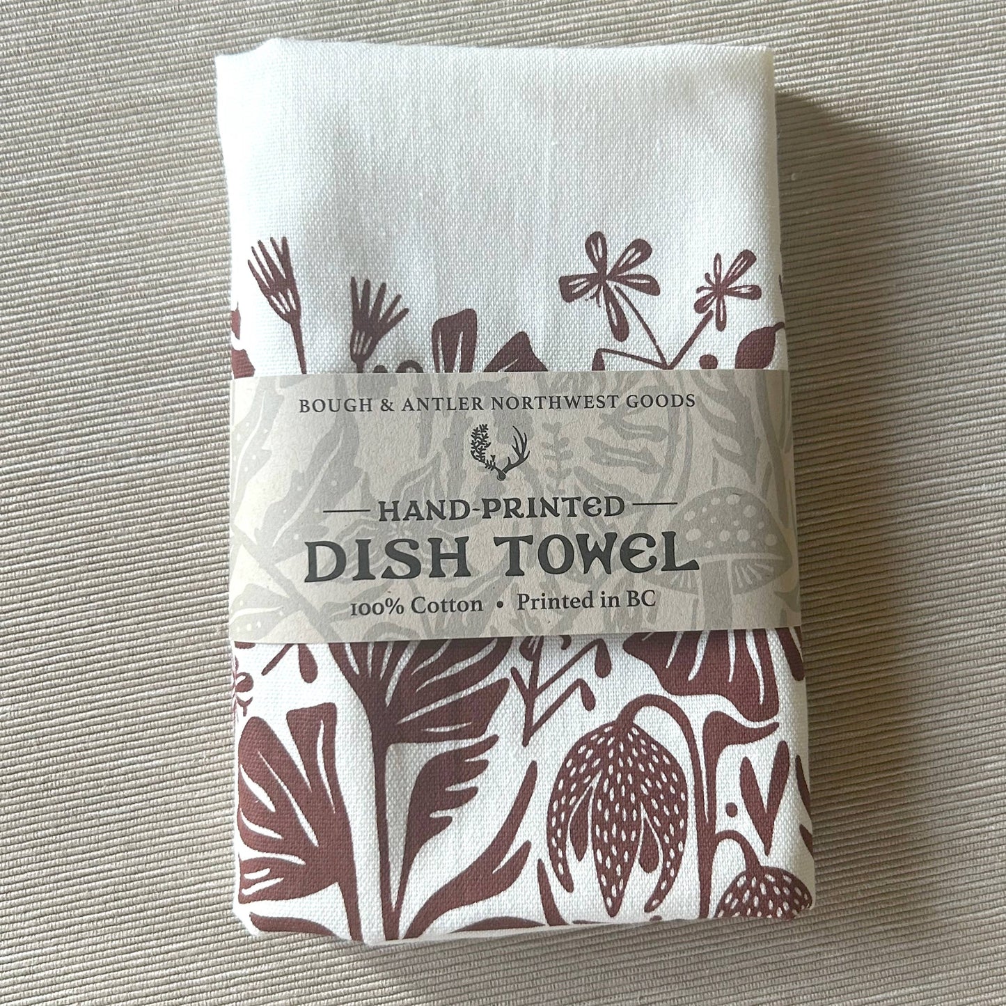 Hand-Printed Northwest Wildflowers Dish Towel: 100% Cotton