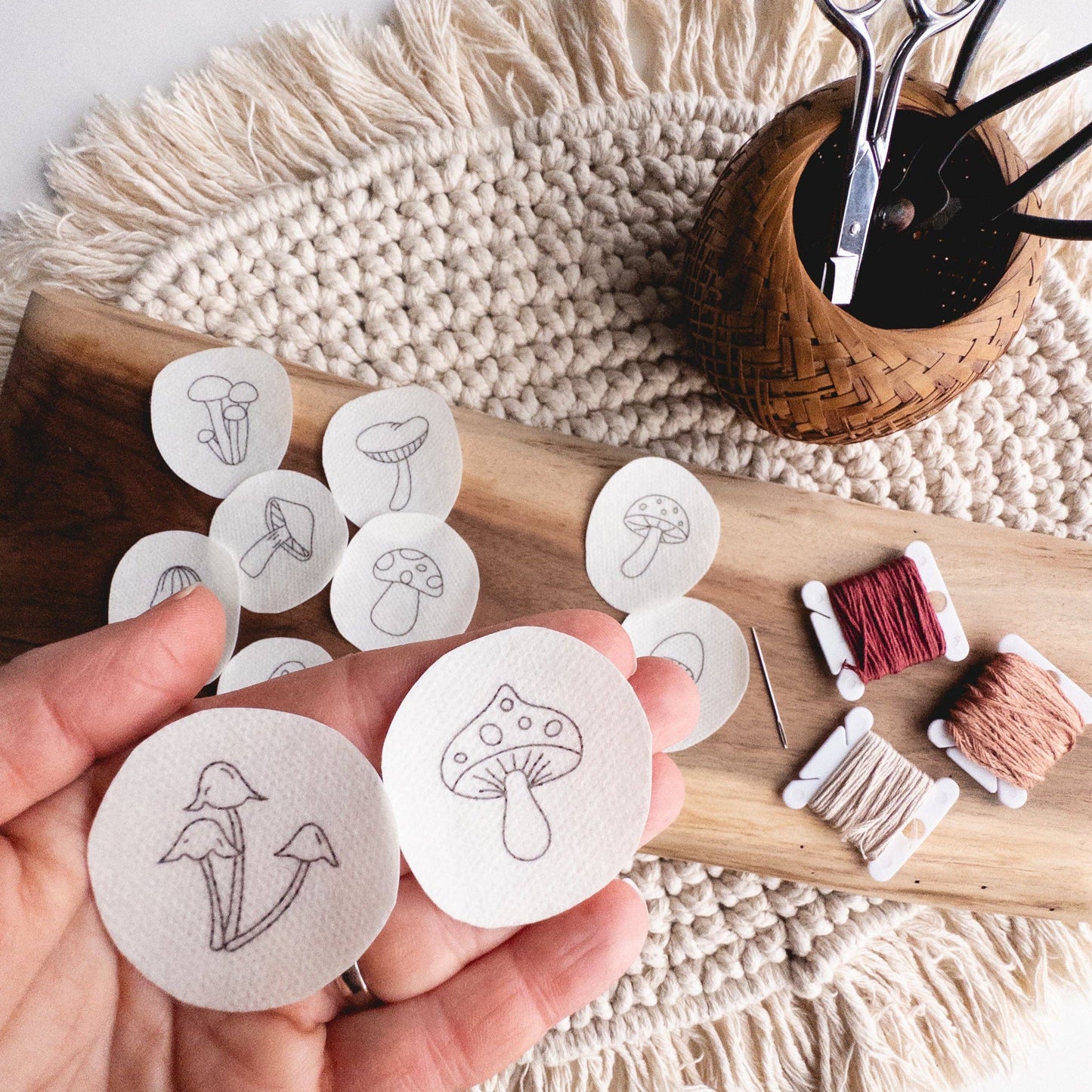 Mini Mushroom Stick and Stitch Embroidery Patterns