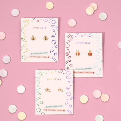 Bunny Enamel Flat Back Kids Earrings