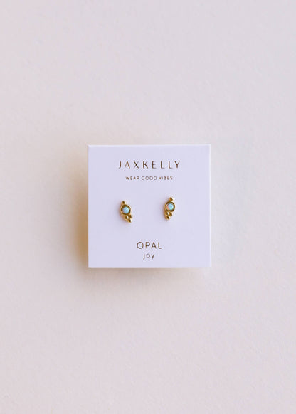 Tri Ball Studs - Fire Opal - Gold Earrings
