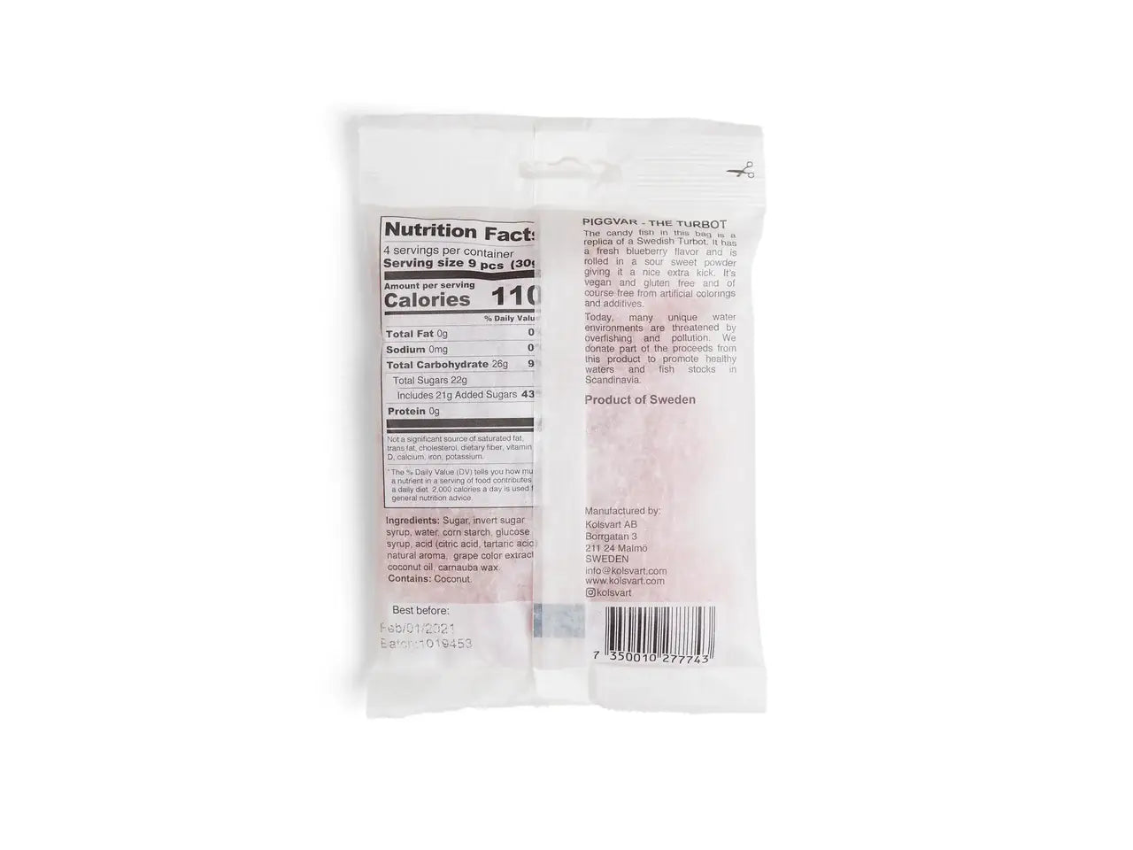 Kolsvart Piggvar Sour Blueberry Candy Fish 4.25oz
