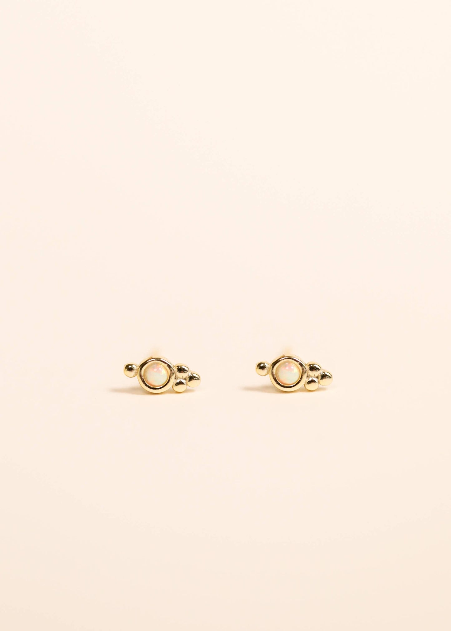 Tri Ball Studs - White Opal - Gold Earrings