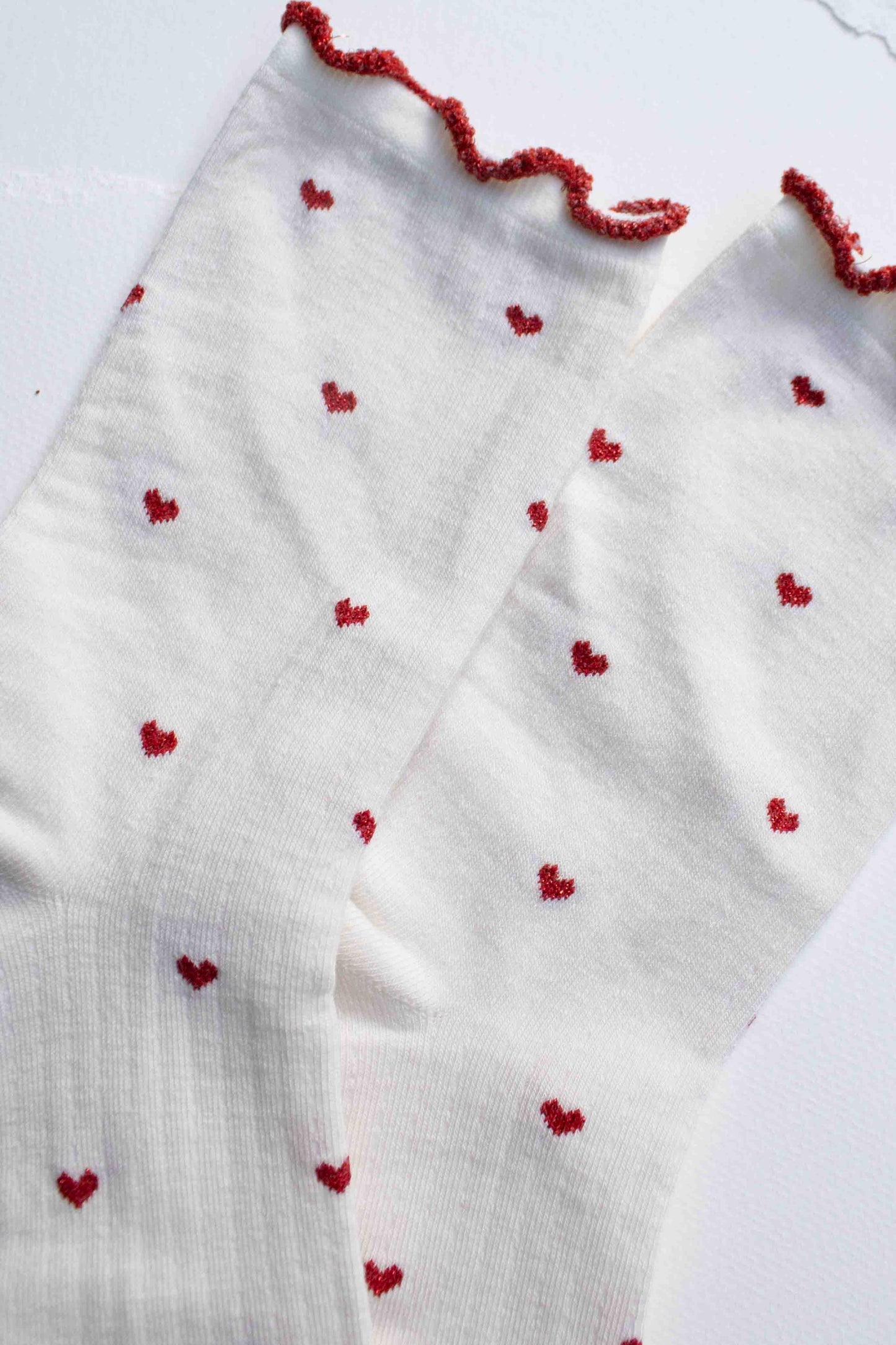 Mini Heart Ruffle Cotton Blend Socks