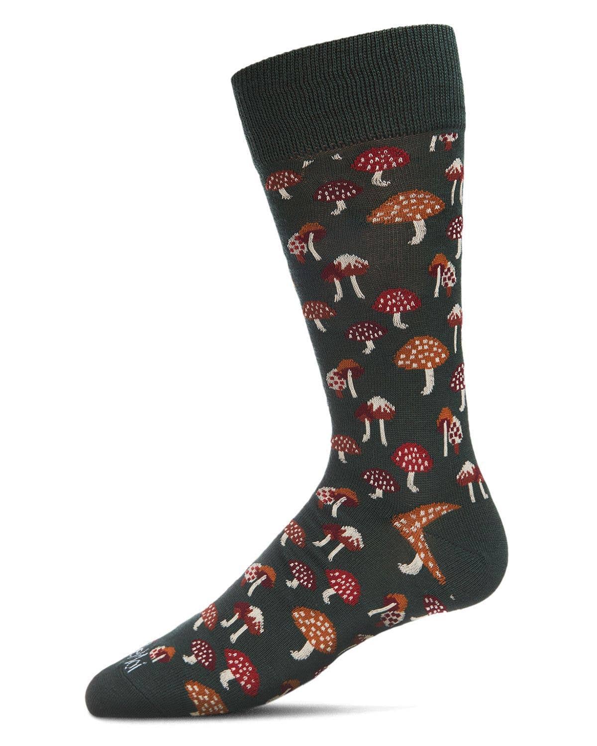 MeMoi Mushroom Fields Bamboo Men's Crew Sock