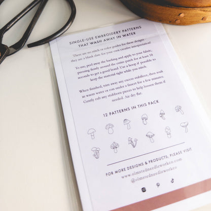 Mini Mushroom Stick and Stitch Embroidery Patterns