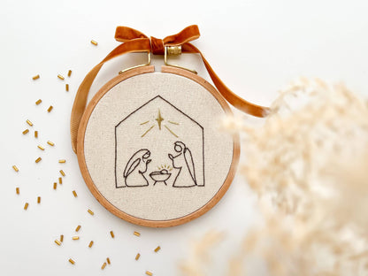 Nativity scene embroidery kit, Christmas embroidery diy kit