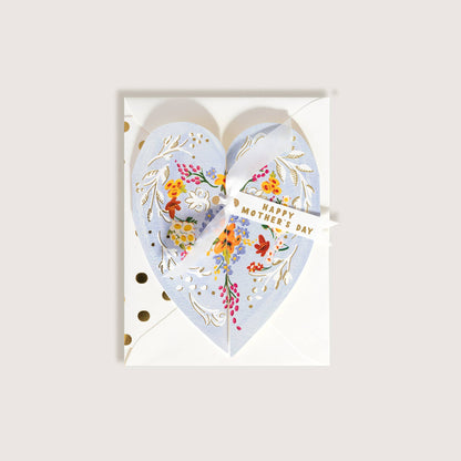 Blue Heart Happy Mother's Day Greeting Card