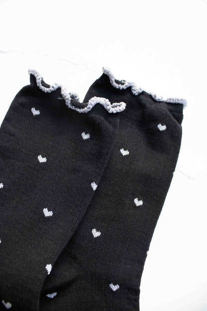 Mini Heart Ruffle Cotton Blend Socks