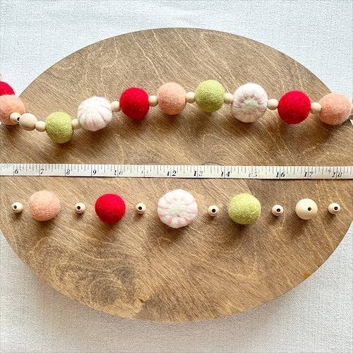 Felt Ball and Wood Bead Garland Craft Kit with Felted Wool P