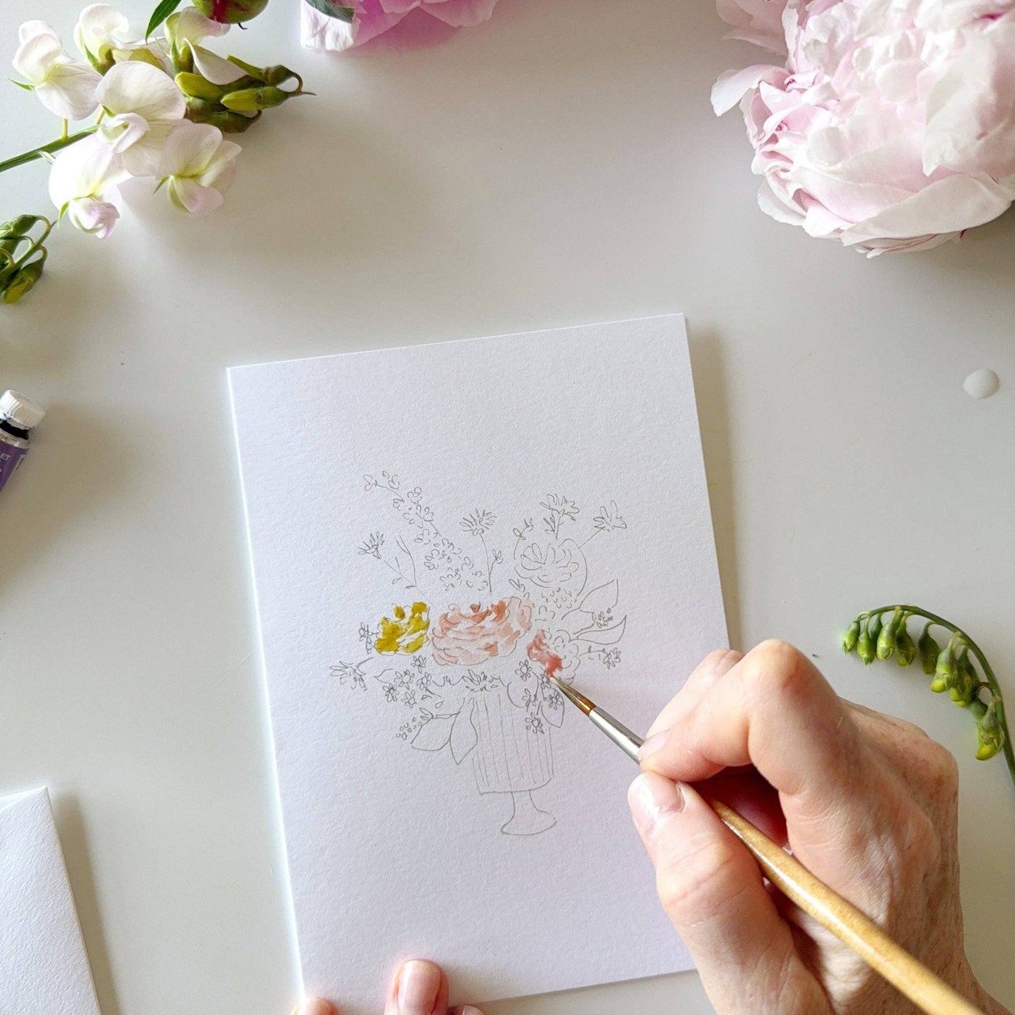 Bouquets paintable notecards