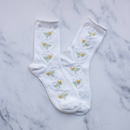 Women's Vintage Rose & Heart Casual Socks