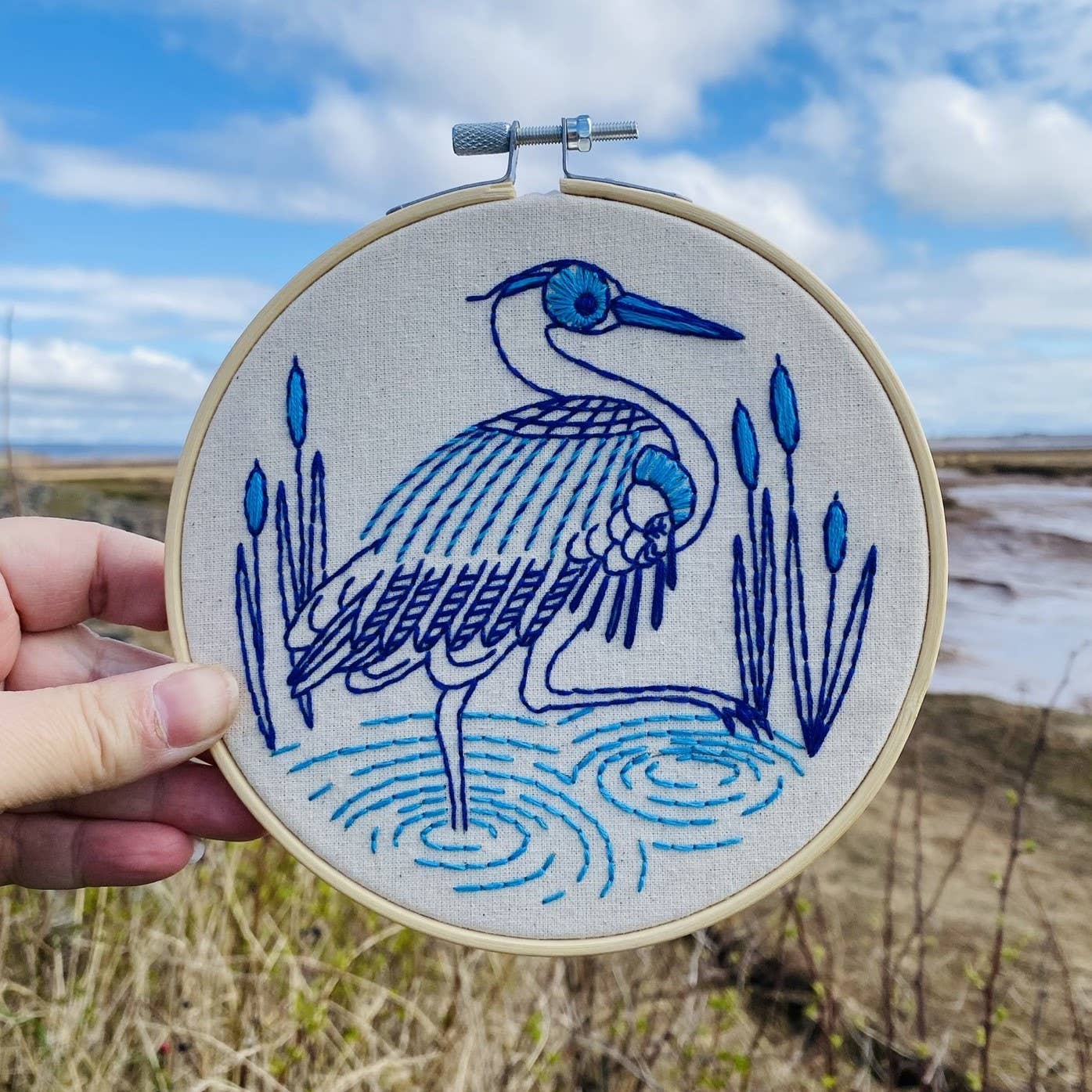 Blue Heron Complete Embroidery Kit