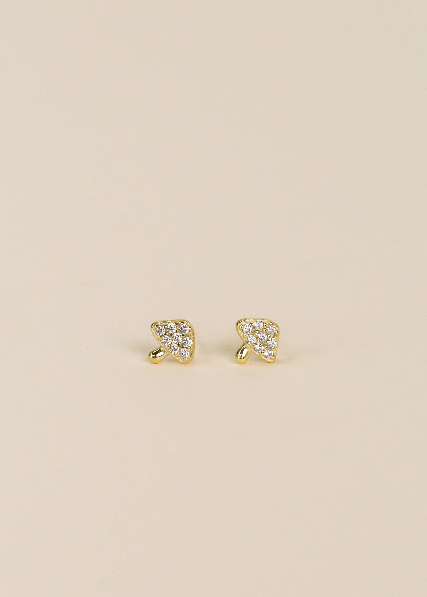 Pave Stud - Mushroom - Gold Earrings