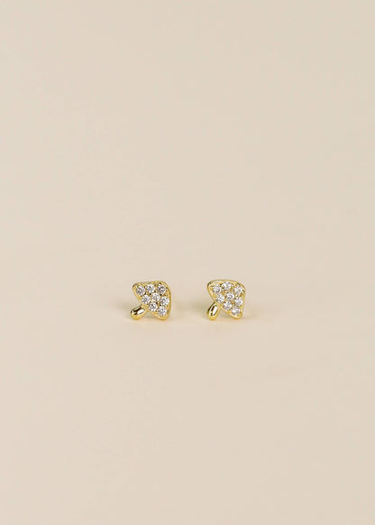 Pave Stud - Mushroom - Gold Earrings