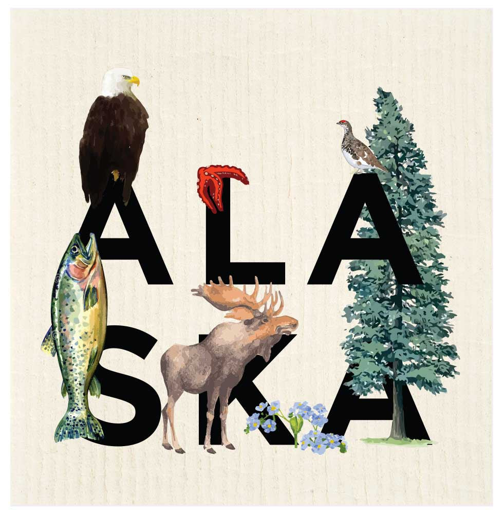 Alaska Peek-A-Boo Icons Swedish Dishcloth