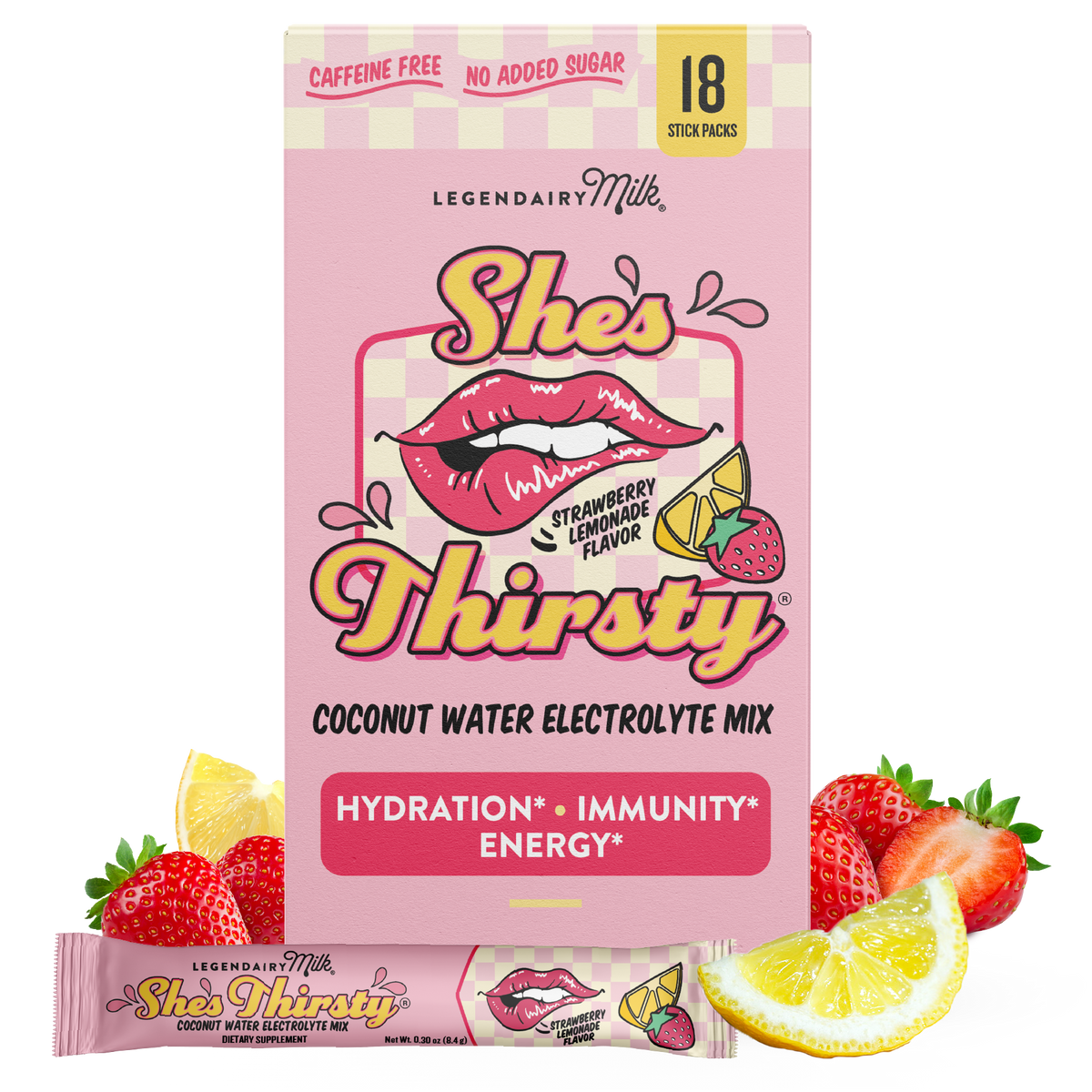 She’s Thirsty® Coconut Water Electrolyte Mix StrawberryLemon