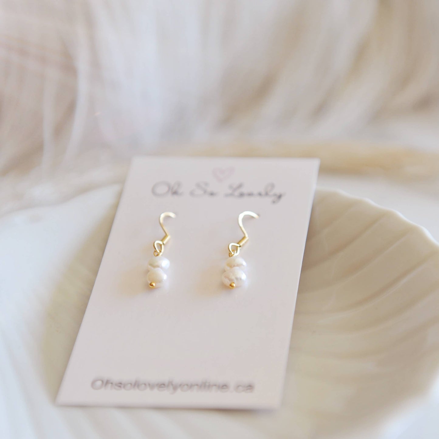 Dainty fresh water pearl earrings, saylor