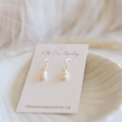 Dainty fresh water pearl earrings, saylor