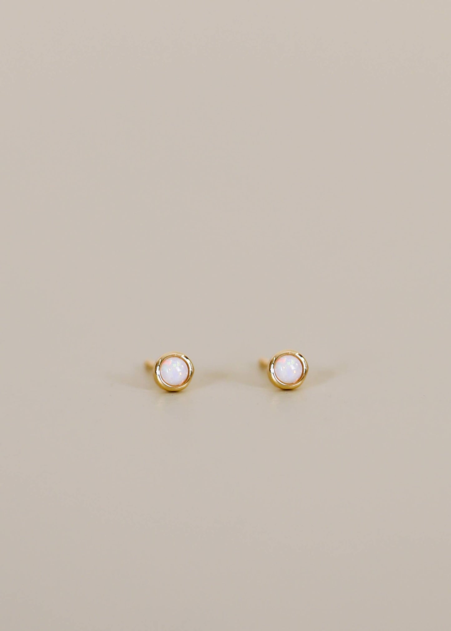 Simple Stud - White Opal- Gold Earrings