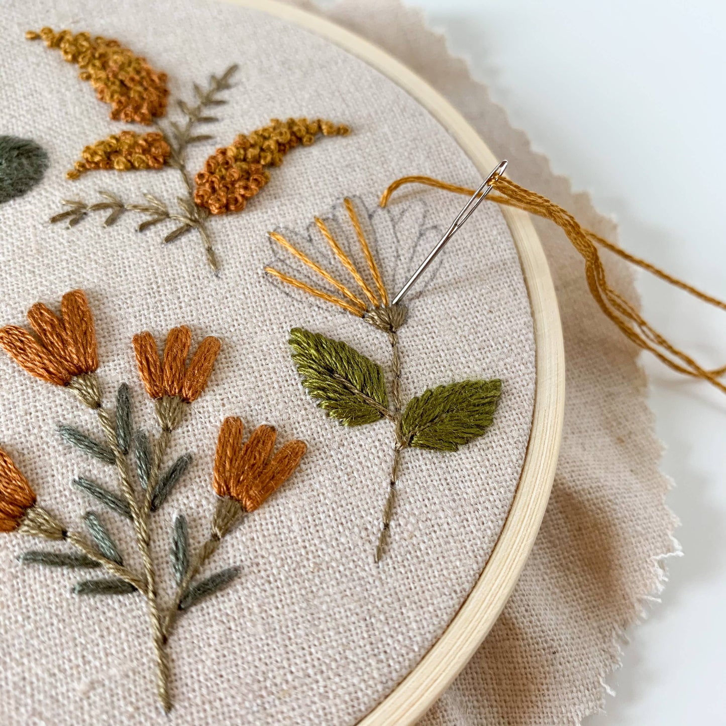 Botanical embroidery kit, beginner embroidery DIY kit