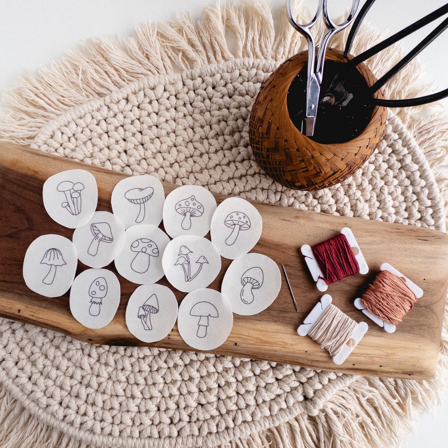 Mini Mushroom Stick and Stitch Embroidery Patterns