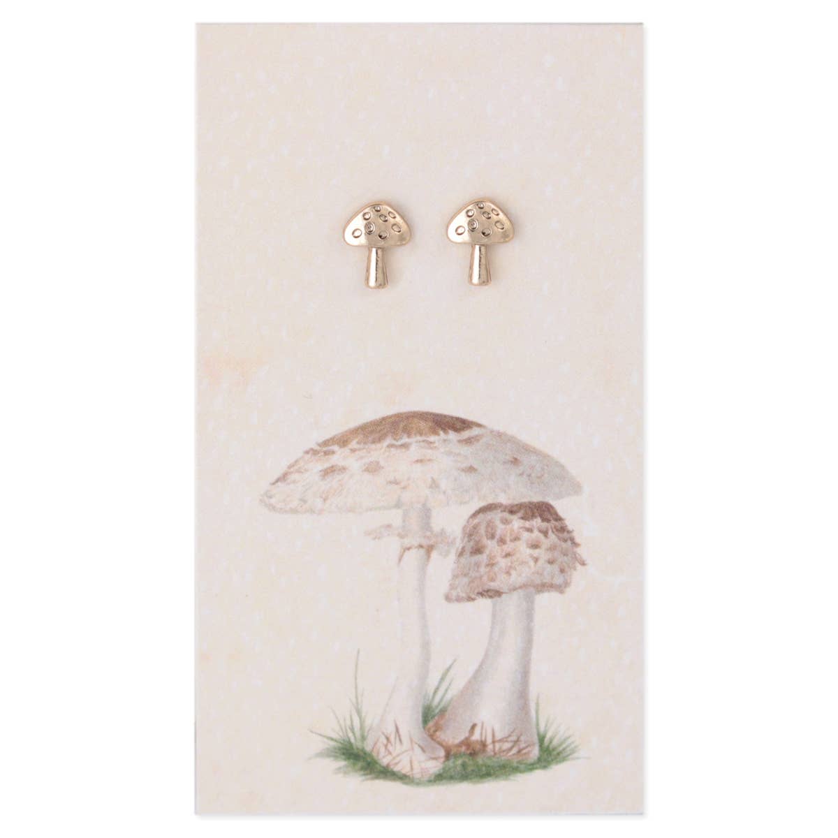 Mycology Guide Gold Mushroom Post Earrings