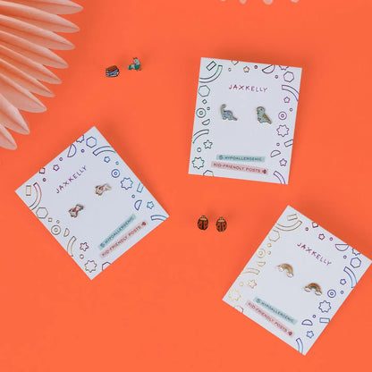 Rainbow Enamel Flat Back Kids Earrings