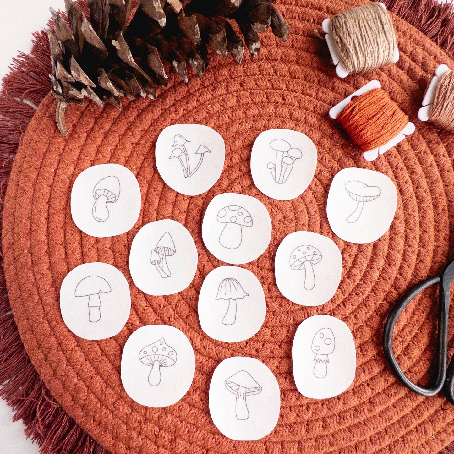 Mini Mushroom Stick and Stitch Embroidery Patterns